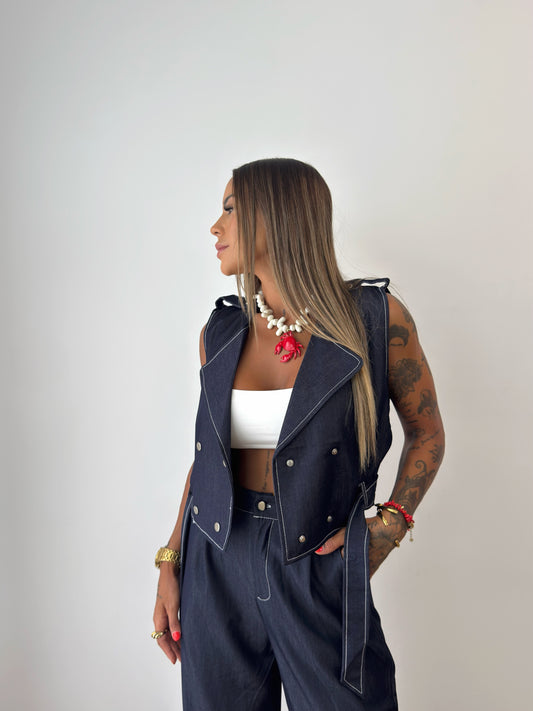 CONJUNTO PREMIUM DENIM BIKER BLUE