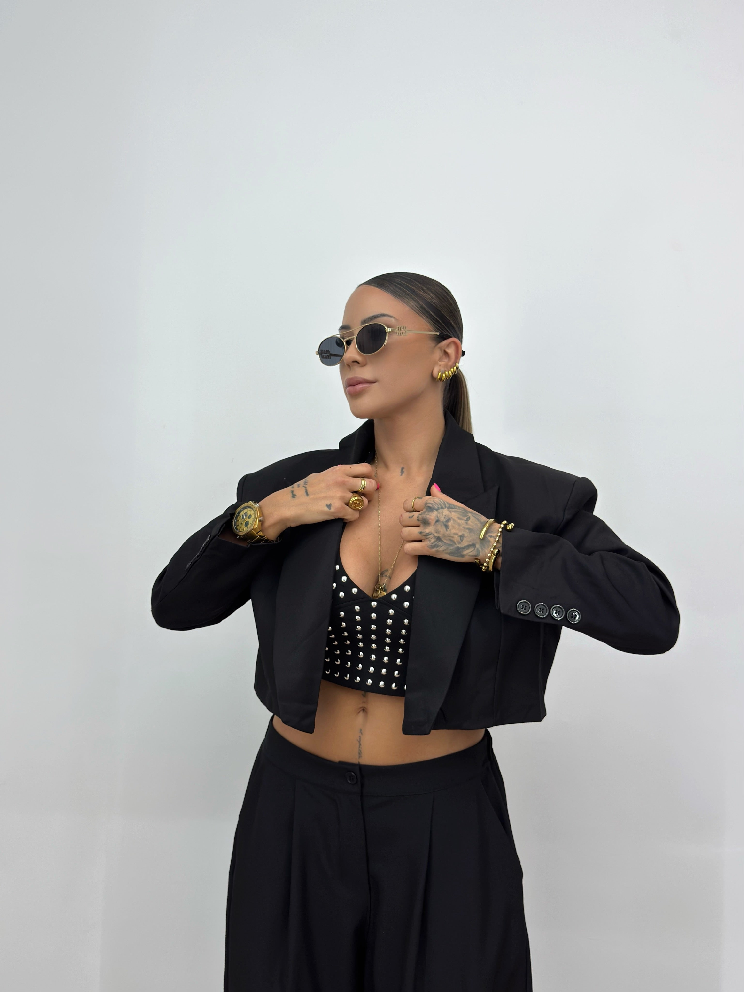 BLAZER CROPPED OVER HUDSON BLACK
