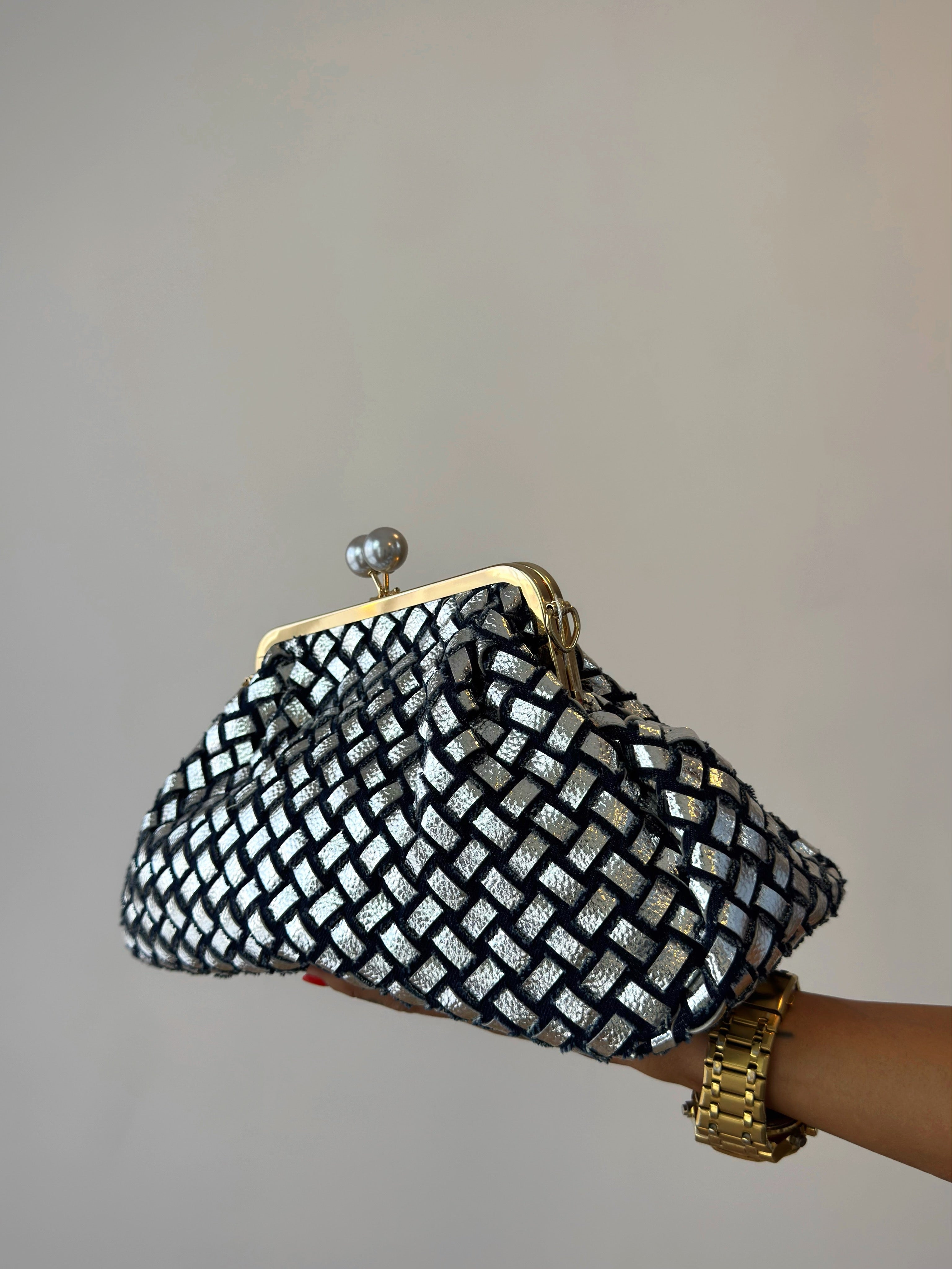 CLUTCH PREMIUM DENIM SILVER GOLD