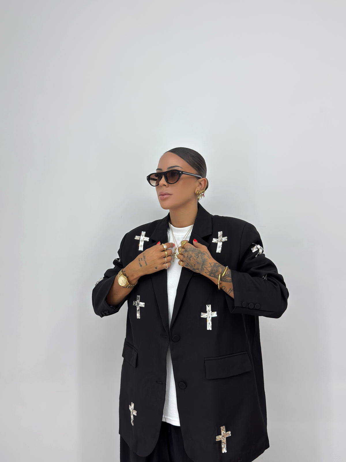 BLAZER OVER PREMIUM BLACK CROSS