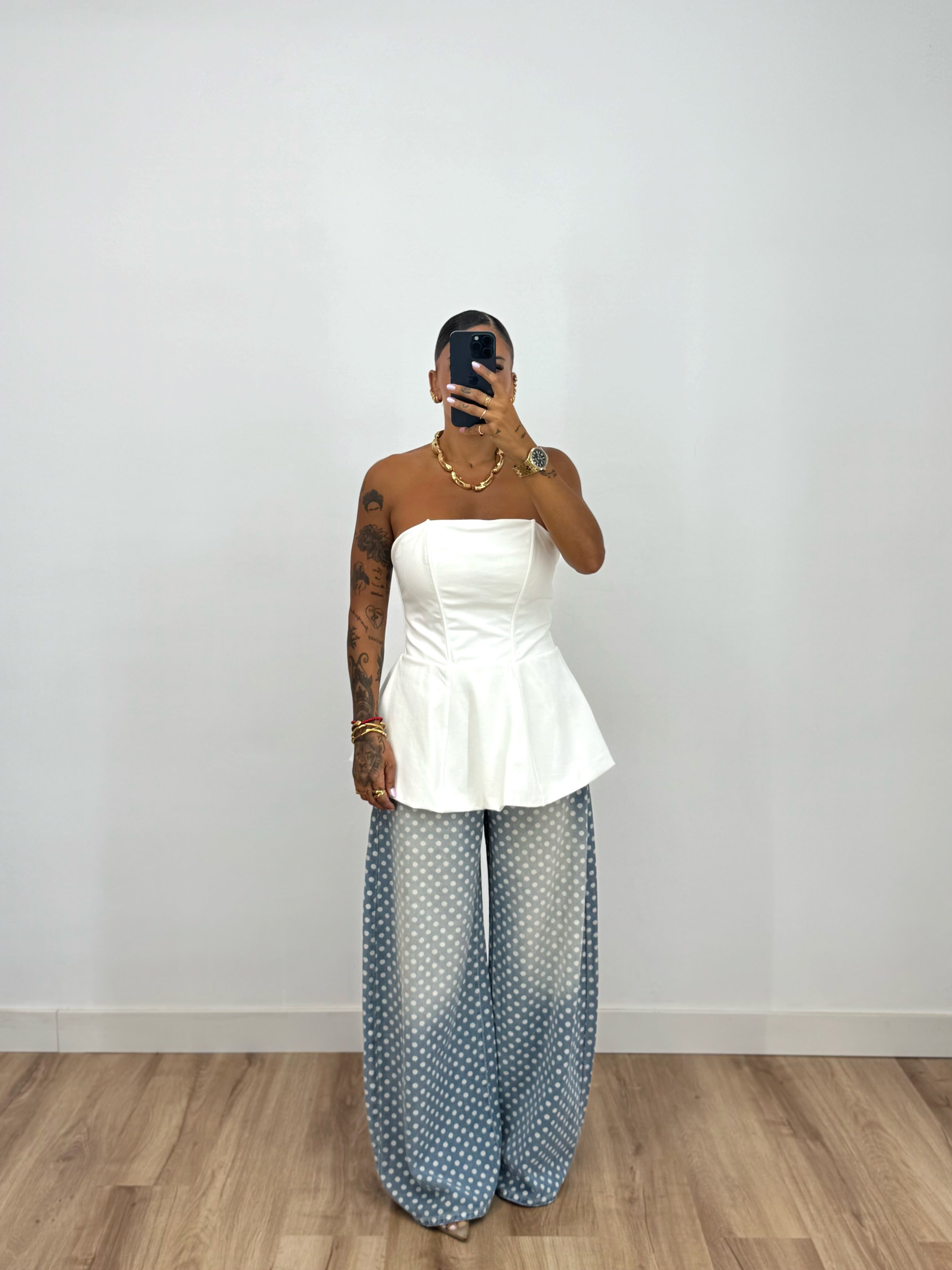 JEANS PREMIUM WHITE DOTS