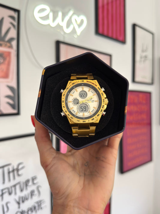 RELOJ UNISEX SKYLINE TACHYMETER GOLD | WHITE